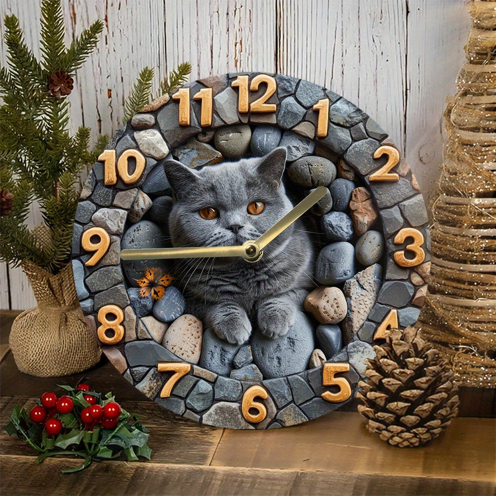 Cute Cat Silent Wall Clock