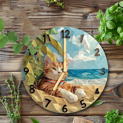 Cute Cat Silent Wall Clock