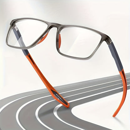 Floating view of sport reading glasses on track graphic background