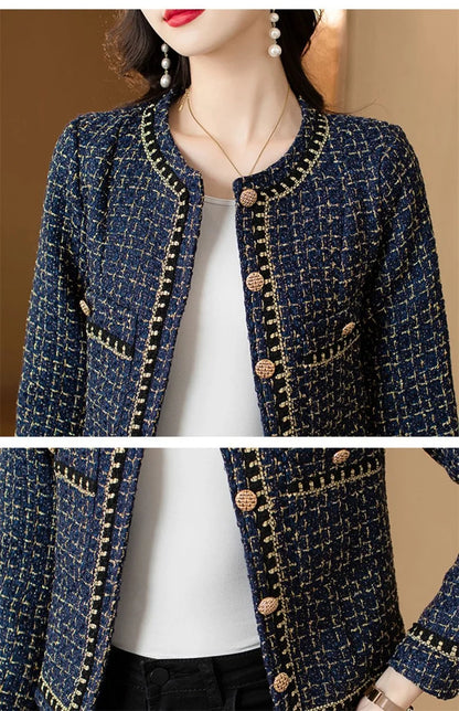 Front pose with slightly open jacket showing inner lining