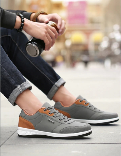 Grey and orange walking sneaker 