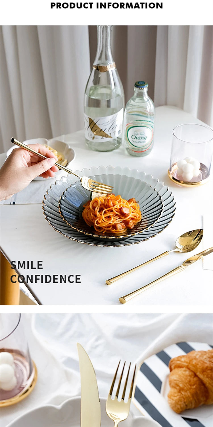 Shiny Gold 18/10 Stainless Steel Flatware Set 304 Dinner Knife Fork Cutlery Set Service For 1 Drop Shipping