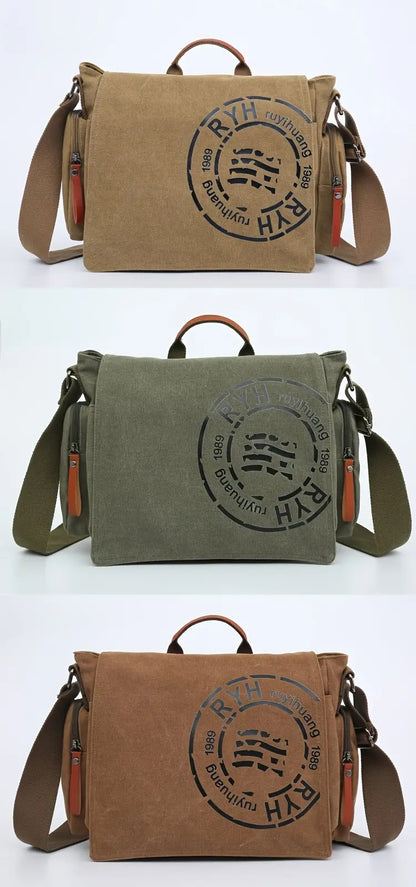 Multiple color options of Montero Milan messenger bag – khaki, green, brown