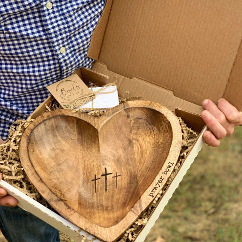 Heart-Shaped Wooden Prayer Bowl