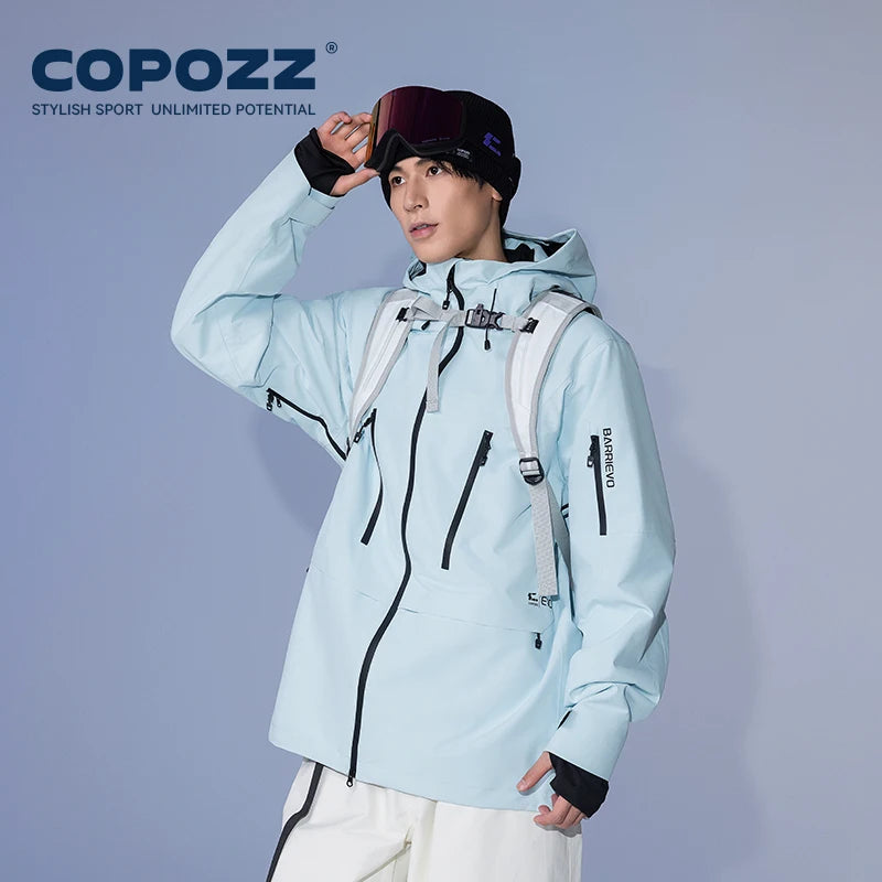 COPOZZ Ski Jacket Women Man Hooded Ski Wear Windproof Winter Overalls Hoodie Waterproof Outdoor Sports Clothing Snowboard