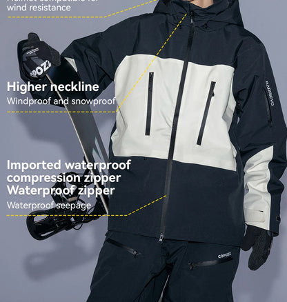 COPOZZ Ski Jacket Women Man Hooded Ski Wear Windproof Winter Overalls Hoodie Waterproof Outdoor Sports Clothing Snowboard