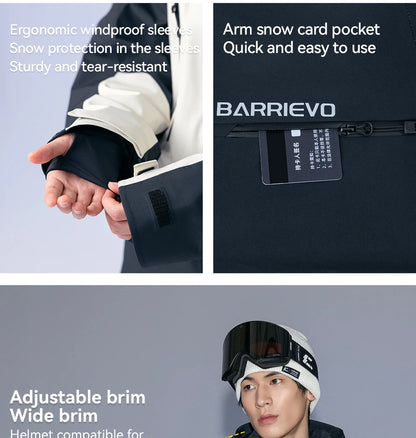 COPOZZ Ski Jacket Women Man Hooded Ski Wear Windproof Winter Overalls Hoodie Waterproof Outdoor Sports Clothing Snowboard