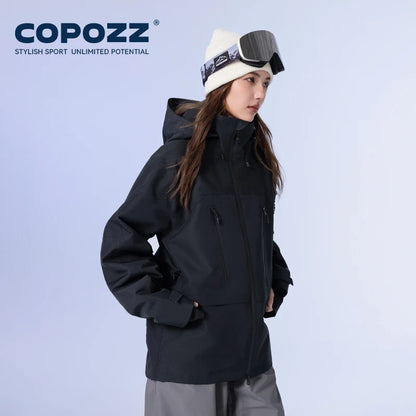 COPOZZ Ski Jacket Women Man Hooded Ski Wear Windproof Winter Overalls Hoodie Waterproof Outdoor Sports Clothing Snowboard