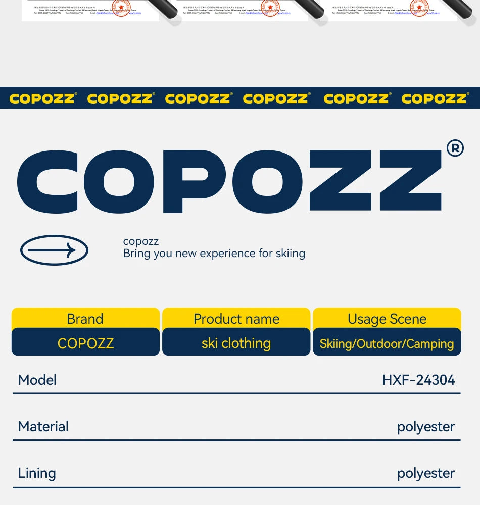 COPOZZ Ski Jacket Women Man Hooded Ski Wear Windproof Winter Overalls Hoodie Waterproof Outdoor Sports Clothing Snowboard