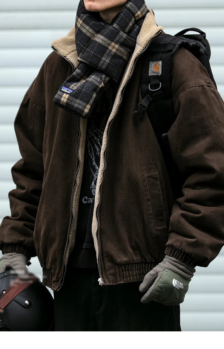 Vintage Fleece Bomber Jacket