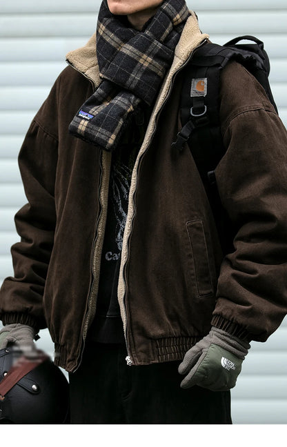 Vintage Fleece Bomber Jacket