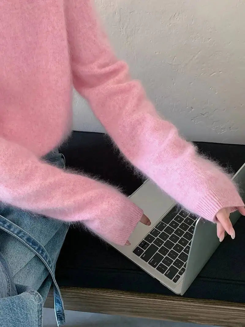 Fleece Wool-Cashmere Button Cardigan