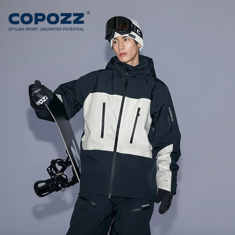 COPOZZ Ski Jacket Women Man Hooded Ski Wear Windproof Winter Overalls Hoodie Waterproof Outdoor Sports Clothing Snowboard