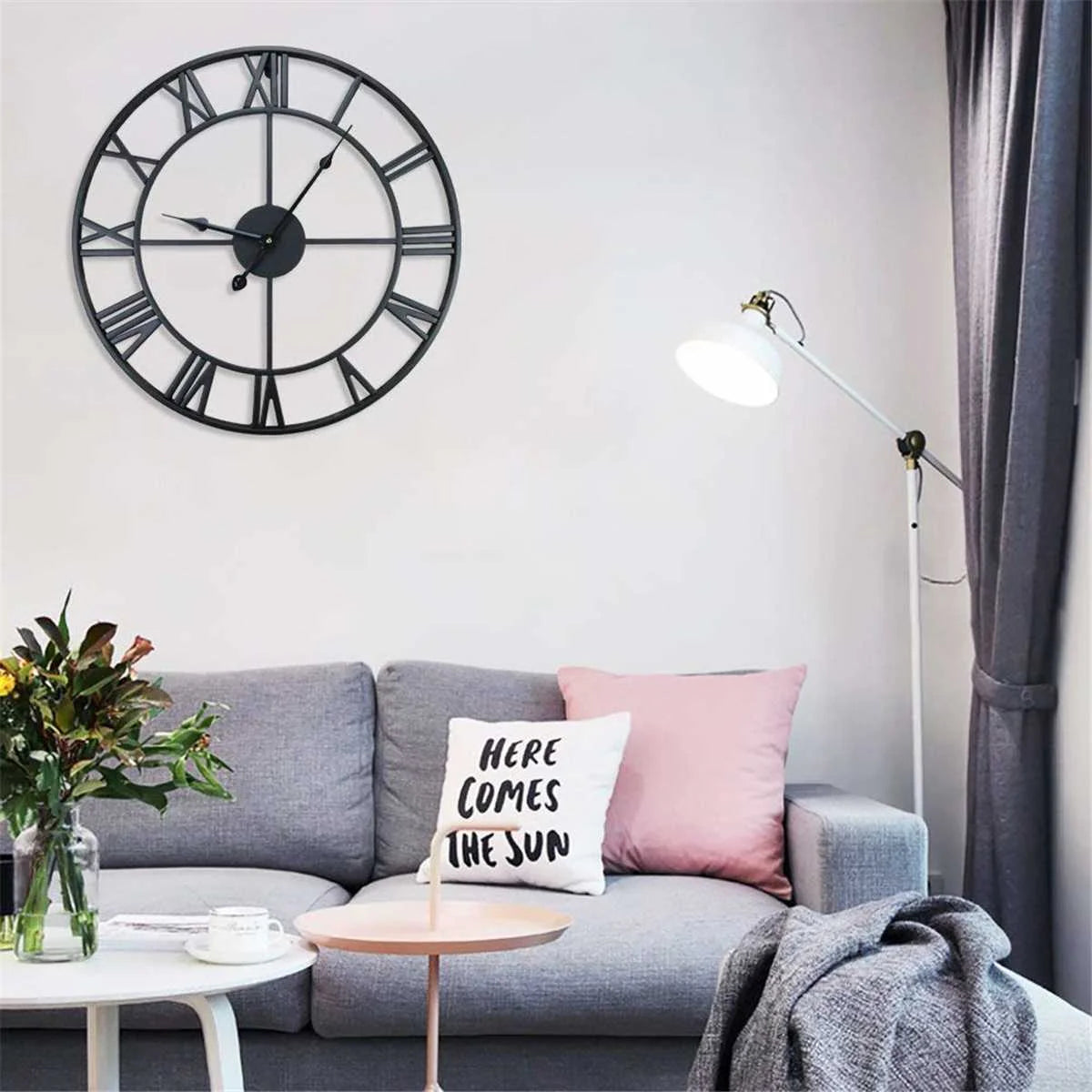 Classic Roman Numeral Metal Wall Clock