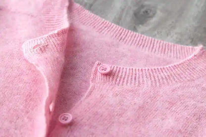 Fleece Wool-Cashmere Button Cardigan