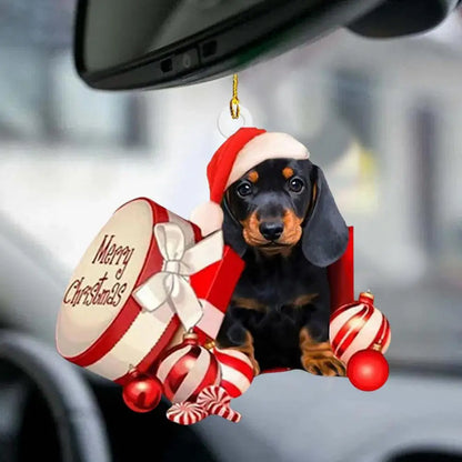 Dachshund Pendant Auto Rearview Mirror Ornament With Lanyard Realistic Shape Christmas Tree Decor Dog Hanging Pendant 개 펜던트