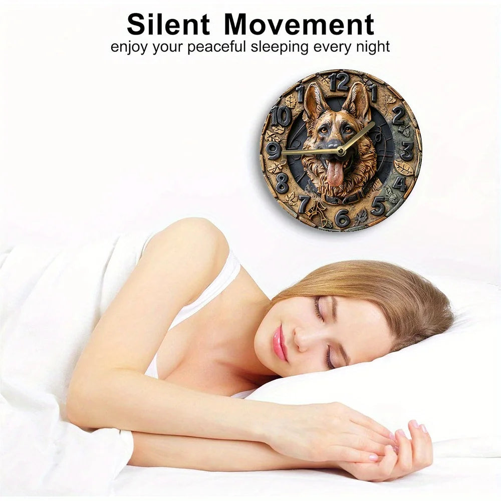 German Shepherd Silent Wall Clock