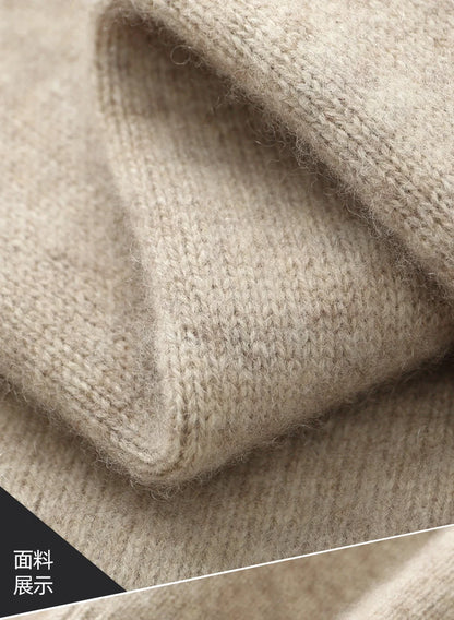100% Merino Wool Men's Warm Sweater Mock Collar Thickened Zippered Cardigan Autumn Winter New Cashmere Knitted Long Sleeve Tops