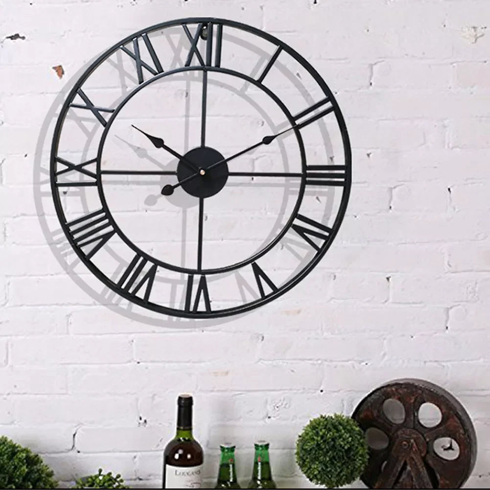 Classic Roman Numeral Metal Wall Clock