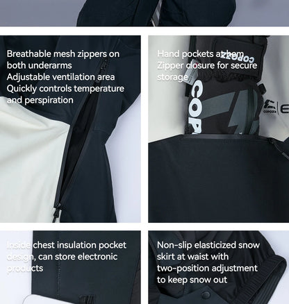 COPOZZ Ski Jacket Women Man Hooded Ski Wear Windproof Winter Overalls Hoodie Waterproof Outdoor Sports Clothing Snowboard