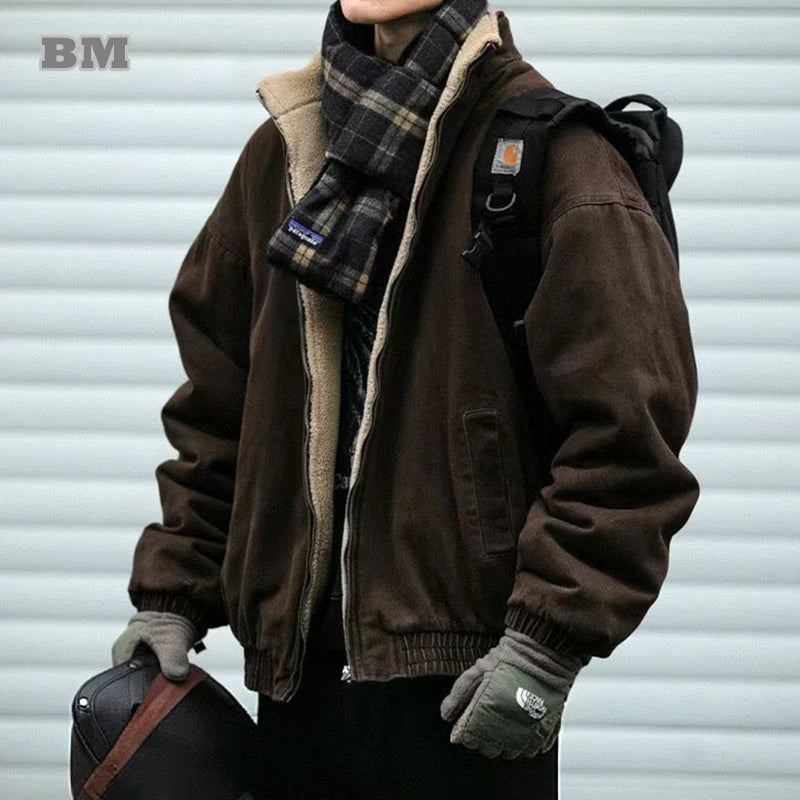 Vintage Fleece Bomber Jacket