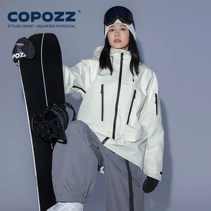 COPOZZ Ski Jacket Women Man Hooded Ski Wear Windproof Winter Overalls Hoodie Waterproof Outdoor Sports Clothing Snowboard