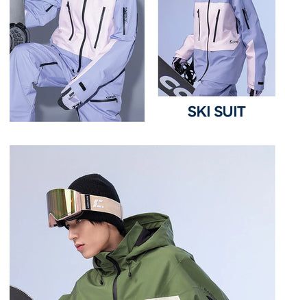 COPOZZ Ski Jacket Women Man Hooded Ski Wear Windproof Winter Overalls Hoodie Waterproof Outdoor Sports Clothing Snowboard