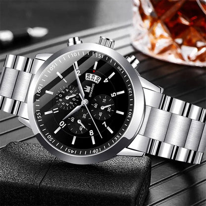 Timeless Stainless Steel Watch & Bracelet Set (Buy 2 Get 1 Free)