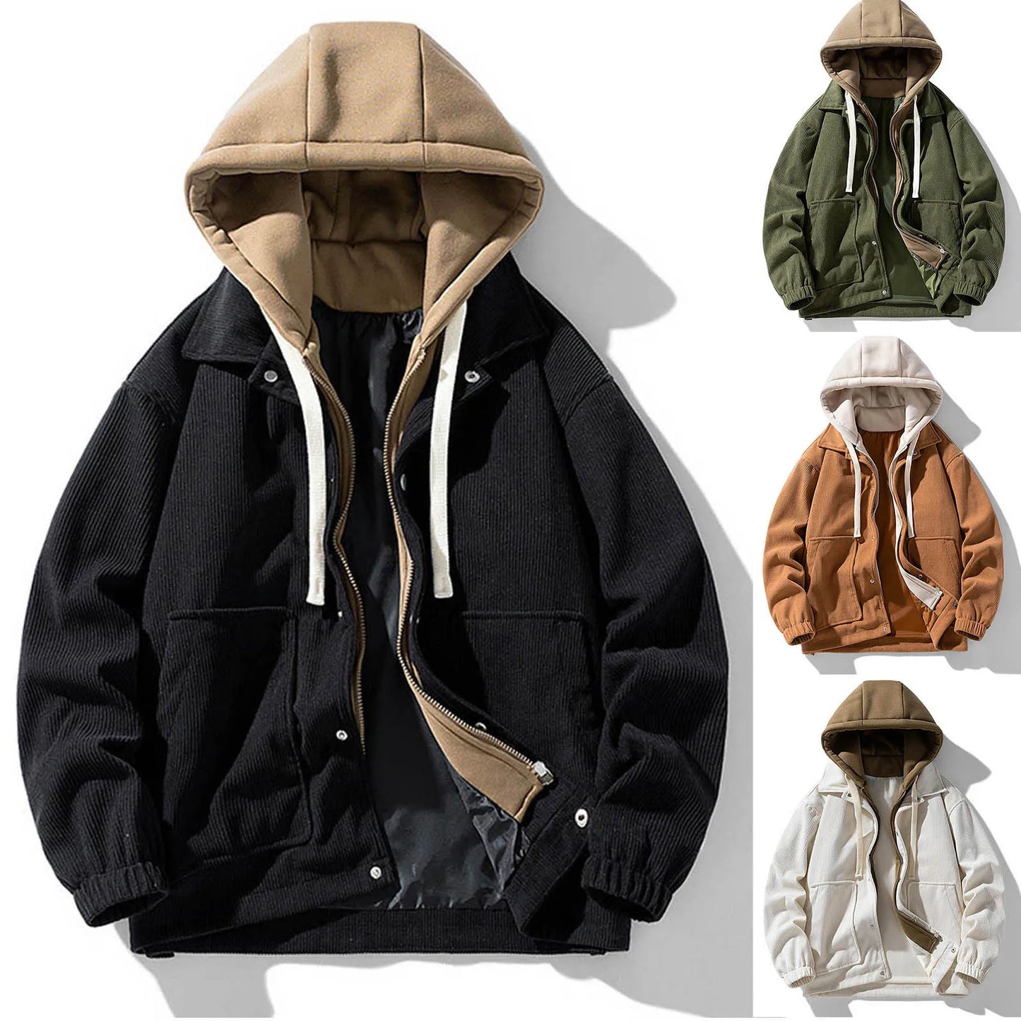 False Two-Piece Hooded Basketball Jacket