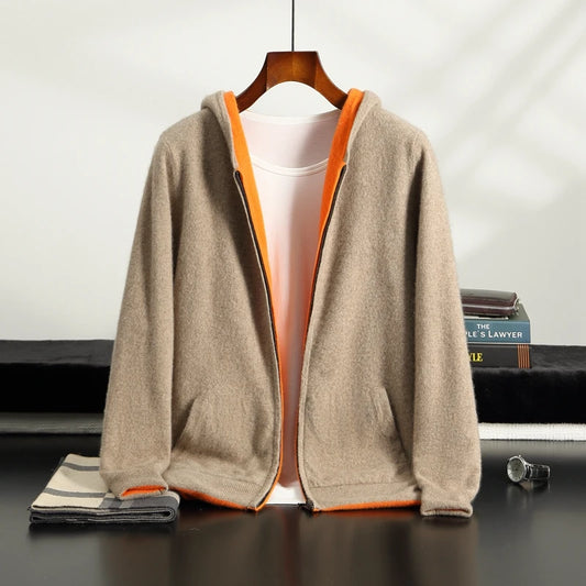 Cashmere Hooded Zip Cardigan