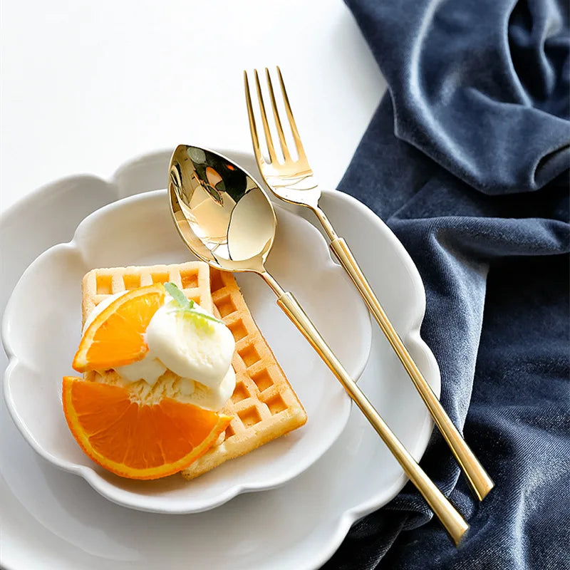 Shiny Gold 18/10 Stainless Steel Flatware Set 304 Dinner Knife Fork Cutlery Set Service For 1 Drop Shipping