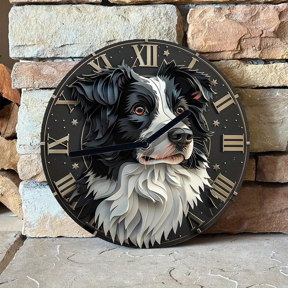 Border Collie Silent Wall Clock