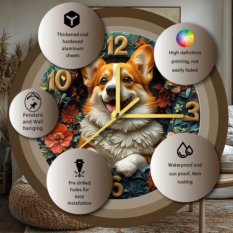 Corgi Silent Wall Clock