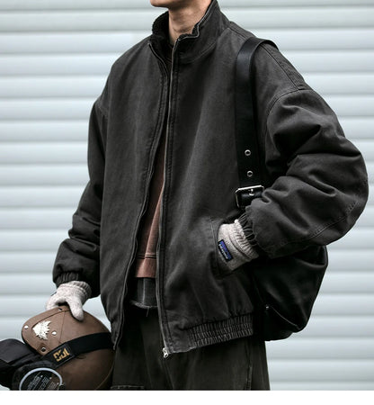 Vintage Fleece Bomber Jacket