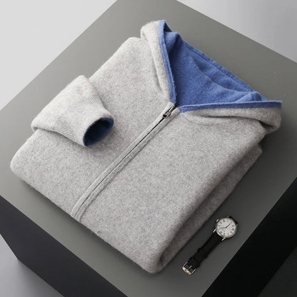 Cashmere Hooded Zip Cardigan