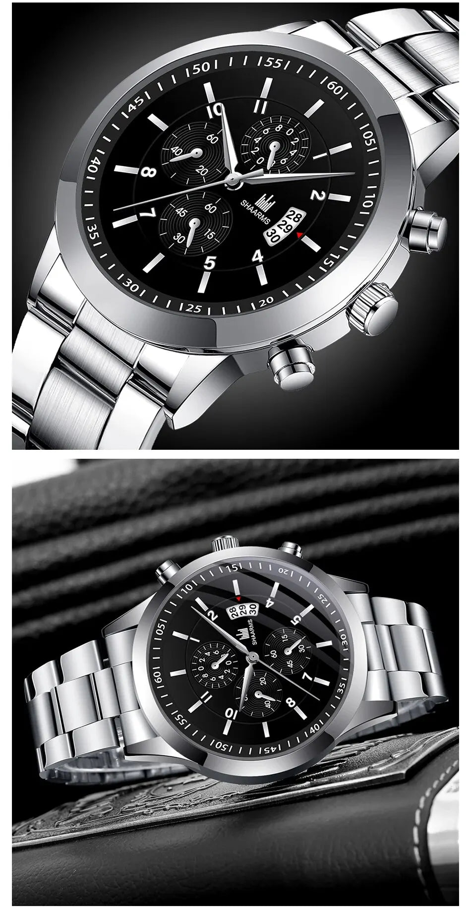 Timeless Stainless Steel Watch & Bracelet Set (Buy 2 Get 1 Free)