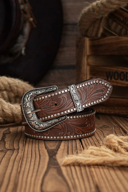 Tooled Western Leather Belt