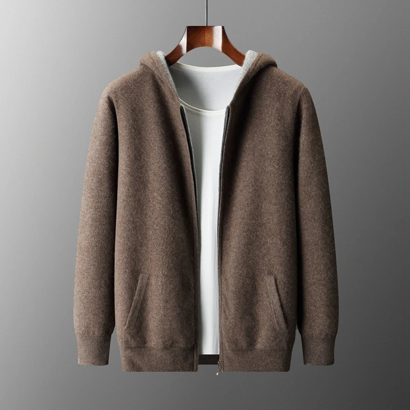 Cashmere Hooded Zip Cardigan