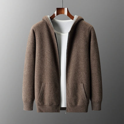 Cashmere Hooded Zip Cardigan