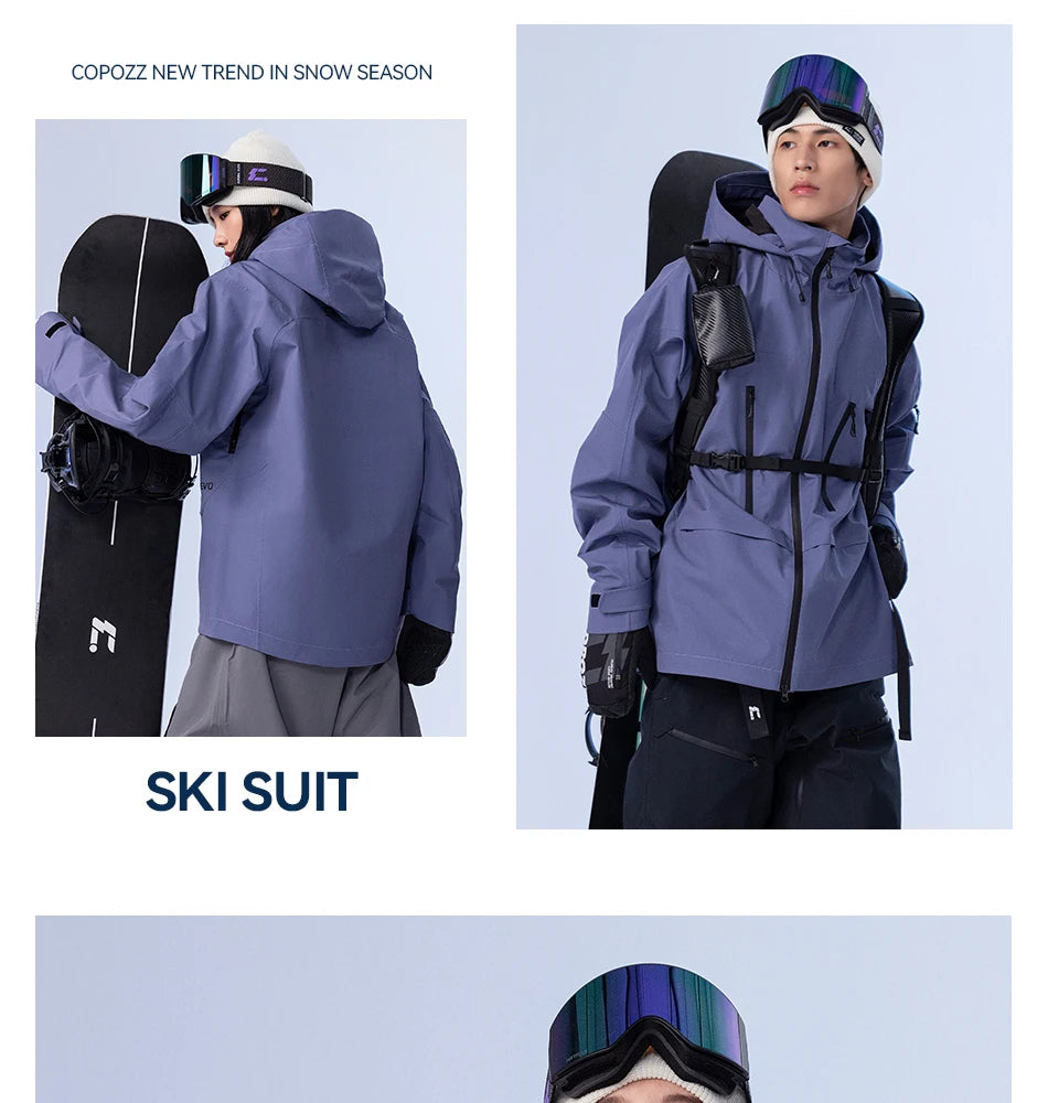 COPOZZ Ski Jacket Women Man Hooded Ski Wear Windproof Winter Overalls Hoodie Waterproof Outdoor Sports Clothing Snowboard