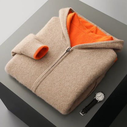 Cashmere Hooded Zip Cardigan