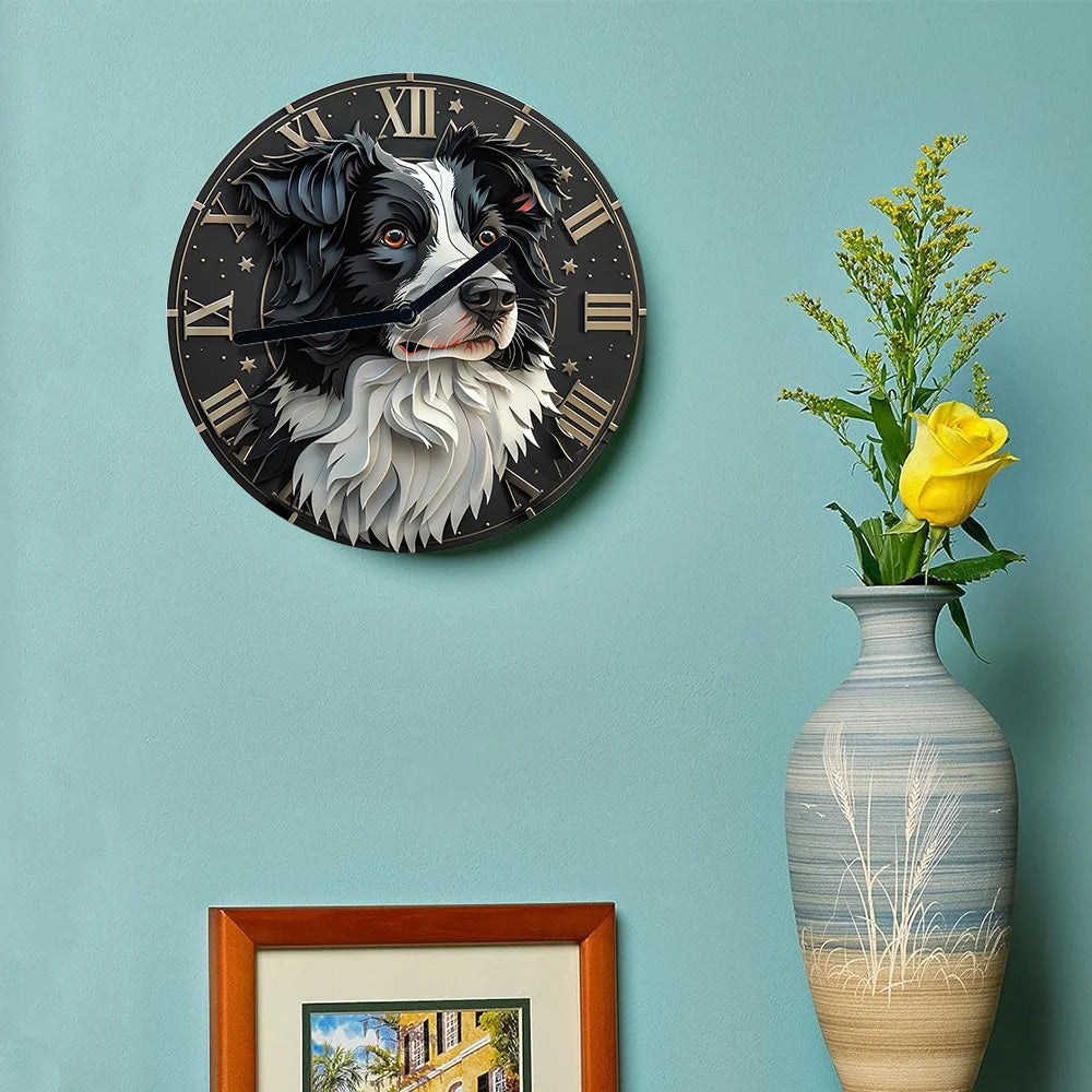 Border Collie Silent Wall Clock