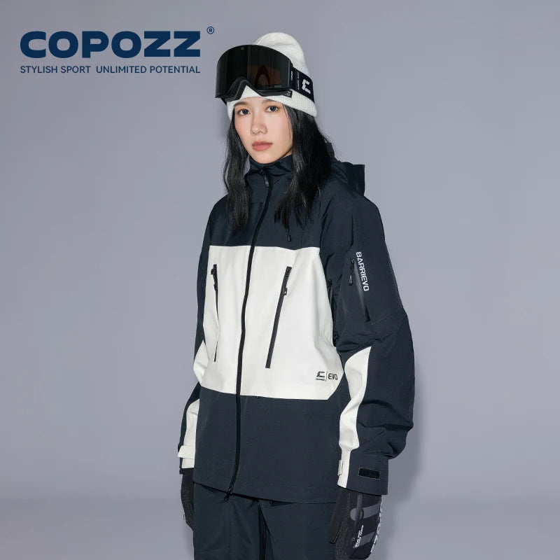 COPOZZ Ski Jacket Women Man Hooded Ski Wear Windproof Winter Overalls Hoodie Waterproof Outdoor Sports Clothing Snowboard