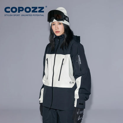 COPOZZ Ski Jacket Women Man Hooded Ski Wear Windproof Winter Overalls Hoodie Waterproof Outdoor Sports Clothing Snowboard