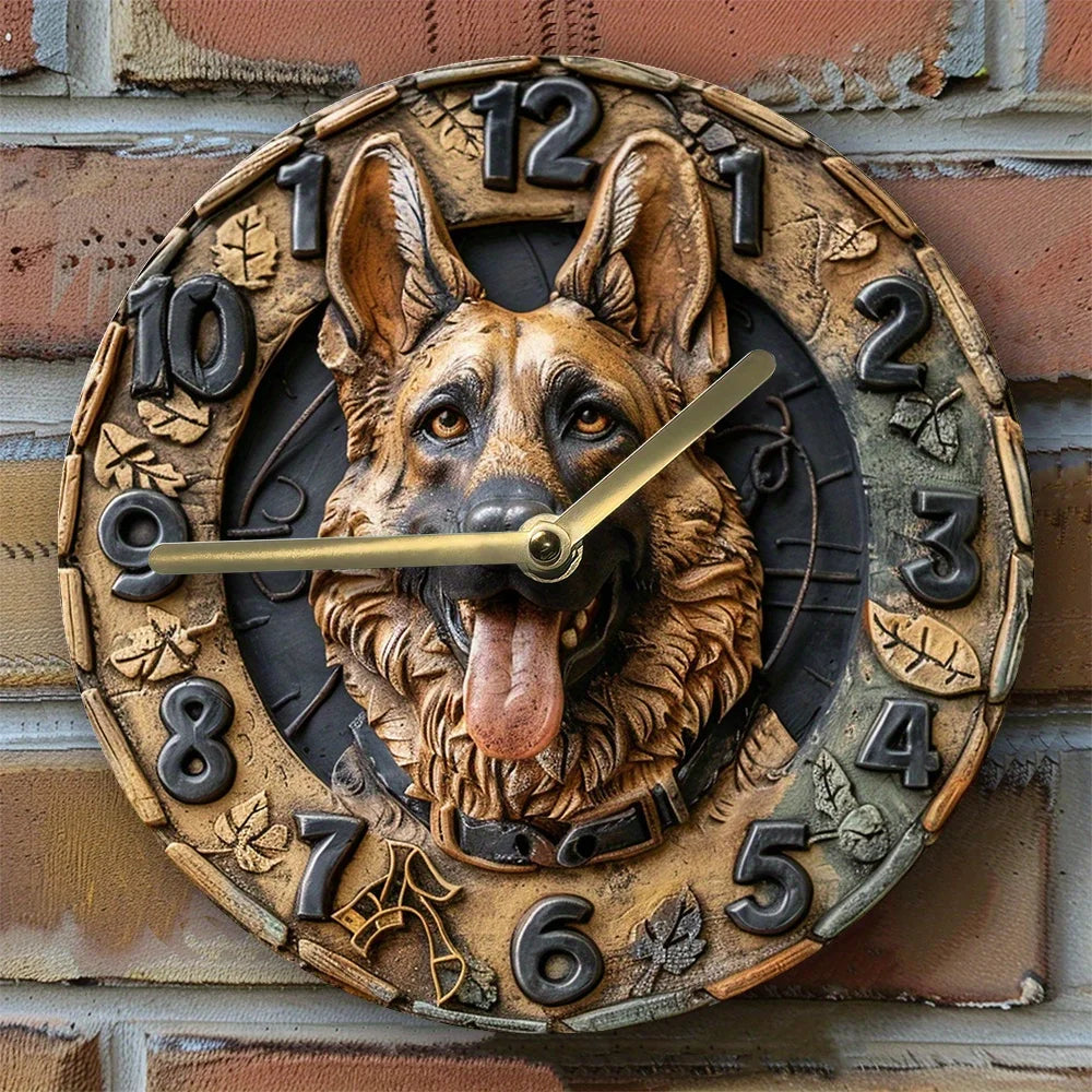 German Shepherd Silent Wall Clock