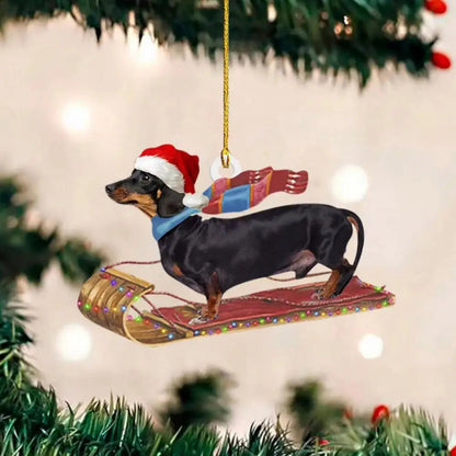 Dachshund Pendant Auto Rearview Mirror Ornament With Lanyard Realistic Shape Christmas Tree Decor Dog Hanging Pendant 개 펜던트