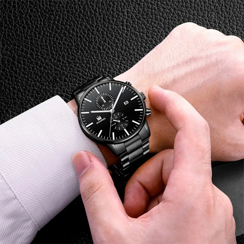 Luxury Stainless Steel Watch & Bracelet Set (Buy 2 Get 1 Free)