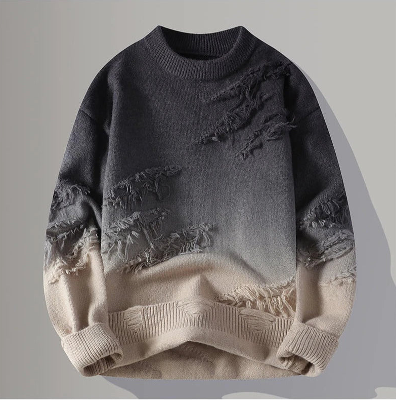 Men’s Distressed Gradient Sweater