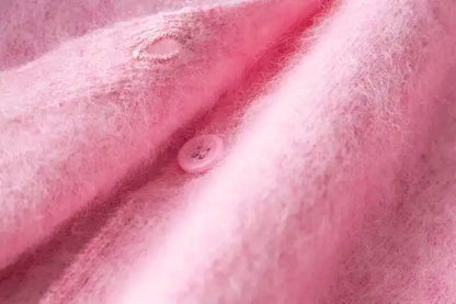 Fleece Wool-Cashmere Button Cardigan