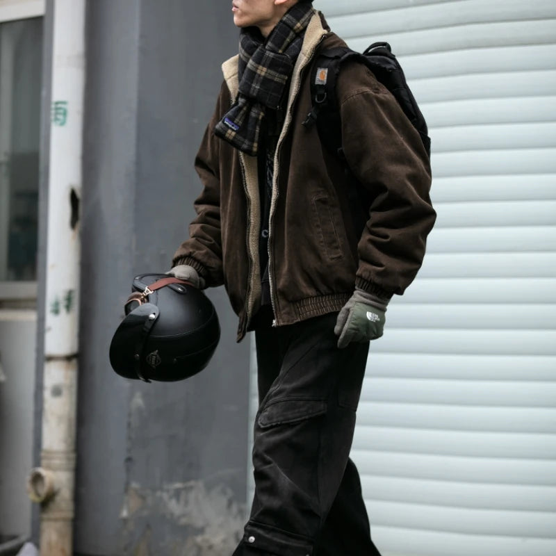 Vintage Fleece Bomber Jacket